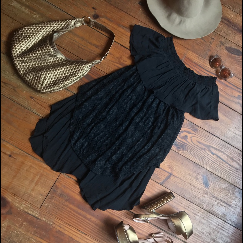 🍁 Off The Shoulder Ruffled Layered Lace LBD